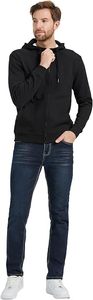 Sweat à capuche zippé en molleton de coton noir pour homme, coupe classique, décontracté, pour l'automne - Product Image 6