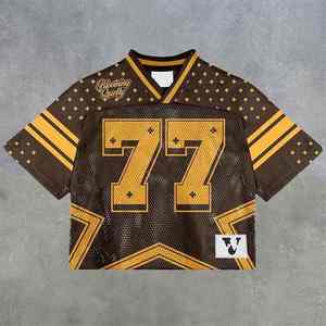 T-shirts personnalisés avec logo couleur, style streetwear, maillots de football rétro imprimés, t-shirts amples à séchage rapide, maillots de baseball en mesh courts et carrés - Product Image 4