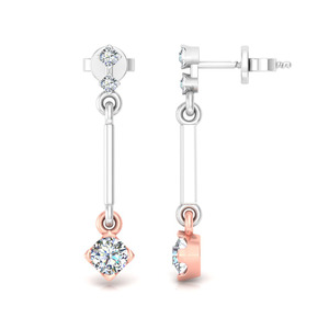 Round Cut Lab Grown Diamond 14K Solid <b>Gold</b> Tassel <b>Dangle</b> <b>Earrings</b> for Gift Party & Anniversary Everyday Wear - Product Image 2