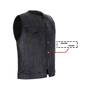 Gilet en cuir pour homme style motard, durable, respirant et imperméable, vêtement d'extérieur automne, design décontracté élégant, prix bas - Product Image 6