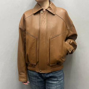 Veste de moto en cuir classique de design personnalisé, logo OEM, veste en cuir pour homme, coupe ajustée, véritable cuir de vachette. - Product Image 6