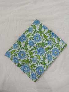 Kain Katun Murni 100% Motif Bunga India Cetak Tangan Warna Biru Denim dan Hijau, Baru Datang, Dijual Per Yard, Pakaian Wanita