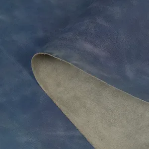 Cuir de vachette véritable de qualité supérieure, tanné végétal, bleu denim, matériau authentique pour la fabrication artisanale de chaussures, sacs et portefeuilles. - Product Image 2