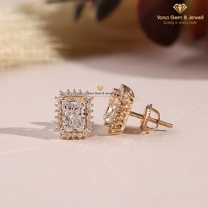 Pendientes de Lujo para Ella, Corte Radiante, Diamantes Cultivados en Laboratorio CVD, 2 TCW, Oro Sólido de 14K, Color D, Claridad VVS2, Certificado IGI - Product Image 2
