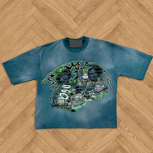 Wholesale Mens Cotton Box Fit Crop <b>Tshirt</b> Custom logo Screen Print Oversized T-shirt - Product Image 5