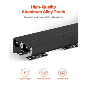 ชุดอุปกรณ์ฮาร์ดแวร์ประตูบานเลื่อนแบบ Heavy Duty ขนาด 4 ฟุต ทำจากอลูมิเนียมอัลลอยด์ พร้อมบานเลื่อนแบบ Fin สำหรับตู้เสื้อผ้าขนาด 4 ฟุต - Product Image 3