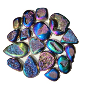 Cabochons en quartz druzy de titane multicolores de haute qualité, pierres précieuses naturelles en vrac, formes variées, 20-45 mm, 10-20 g, pour la fabrication de bijoux - Product Image 3