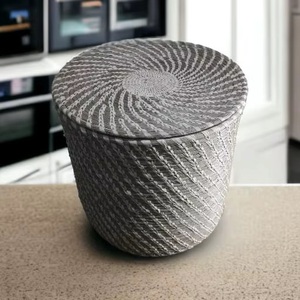 Big Capacity Sabai Grass Storage Woven Storage <b>Basket</b> with Lid Gray <b>Laundry</b> Bin for Kids Room Organizing Clothes and Toy - Product Image 3