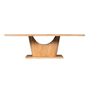 Mesa de Comedor Moderna y Elegante de Madera de Mango Maciza, Estilo Europeo, con Base de Pedestal Cuadrada, Acabado Natural - Product Image 3