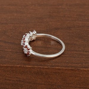 100% Pure Solid 925 Sterling <b>Silver</b> Red Garnet Gemstone Flower Design Fine <b>Ring</b> <b>Statement</b> Fine Jewelry Band <b>Ring</b> For Women Girls - Product Image 6