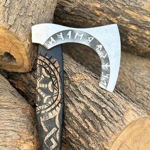 Hache Viking Nordique Traditionnelle avec Manche en Bois Artisanal – Outil de Camping et de Bûcheronnage pour la Ferme – Décoration Héritage - Product Image 4