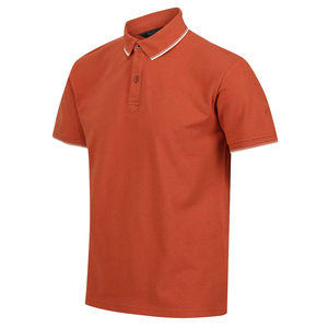 Camisa Básica Naranja Sólida de Lona de Poliéster/Algodón para Hombre con Cuello, Mangas y Dobladillo Acanalados, Transpirable, Estilo Vintage, en Venta - Product Image 5