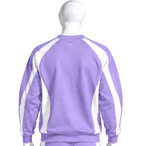 เสื้อสเวตเชิ้ตคอกลมสีลาเวนเดอร์ แขนยาวสำหรับผู้ชาย ตัดต่อสีตัดกัน สไตล์สปอร์ต โมเดิร์นลำลอง เหมาะสำหรับออกกำลังกาย ฝึกซ้อม และเล่นกีฬา สามารถสั่งทำได้ - Product Image 2