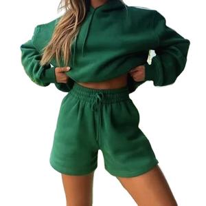 Nueva llegada de 2024 para mujer, conjunto de pantalones cortos y sudadera de gran tamaño personalizable, venta al por mayor, ropa de moda activa - Product Image 6