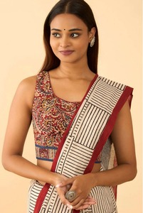 Sari de poliéster estampado elegante para mujer, sin arrugas, de secado rápido, informal, para fiesta, estilo étnico, atuendo drapeado, para todas las estaciones, ropa tradicional, translúcido. - Product Image 3