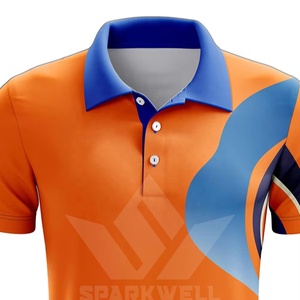 Camiseta Polo Deportiva Personalizada para Hombre, con Degradado Rojo, Azul y Rosa, Diseño Geométrico, Manga Corta, Secado Rápido, Tejido de Poliéster - Product Image 5