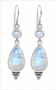 Pendientes Colgantes de Plata de Ley 925 con Piedra Lunar Arcoíris, Pendientes de Gota con Piedra Lunar en Forma de Pera, Regalo para Ella - Product Image 3