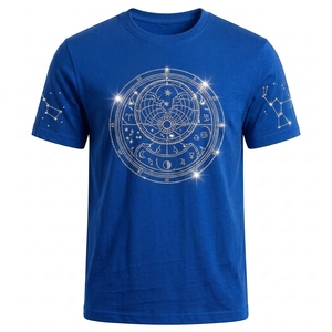 Camiseta de Verano 2026 para Hombre, Corte Regular, Manga Corta, Diseño con Pedrería, Brillo, Cristales y Diamantes, 100% Algodón - Product Image 1