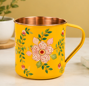 Luxury Hand Painted Floral Pink <b>Copper</b> <b>Mug</b> The gleaming polished <b>copper</b> interior and lip contrast beautifully with the colorful - Product Image 6