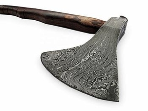 Hache à main artisanale en acier Damas avec manche en bois de rose pour le travail du bois, personnalisation OEM/ODM, 1 kg, garantie 1 mois - Product Image 3