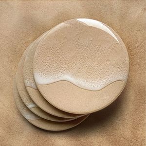 Emerald Vein Decorative <b>Coaster</b> <b>Ceramic</b> Round <b>Coaster</b> Set 350 Mm Wabi Sabi Design Non Slip Mats Pads Kitchen Decor <b>Coaster</b> Set - Product Image 1