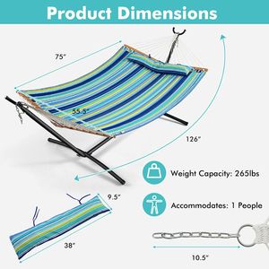 Foldable Patio <b>Swing</b> Chair <b>Bed</b> Detachable Pillow Hammock - Product Image 6