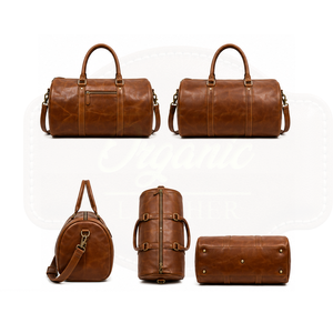 Bolsa de Viaje de Cuero Genuino Marrón Premium para Hombre - Bolsa de Gimnasio de Gran Capacidad para Fin de Semana - Product Image 5