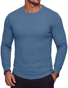 Men Waffle Knit Thermal <b>Undershirt</b> Winter Warm <b>Long</b> <b>Sleeve</b> OEM Manufacturer - Product Image 1