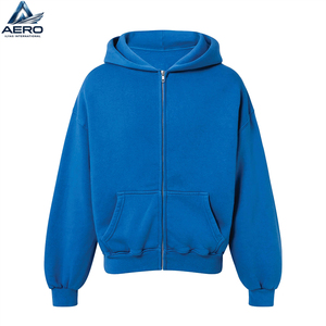 Sudadera con capucha informal para hombre con cremallera, forro polar de algodón, chaqueta unisex con cremallera completa, estilo urbano, ajuste holgado, tejido liso, estampado personalizado - Product Image 1