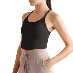 Custom Wholesale Women Racerback Crop Tank <b>Top</b> Sleeveless Yoga Gym Sports Bra Stretch Breathable Fitness Workout Activewear - Product Image 3