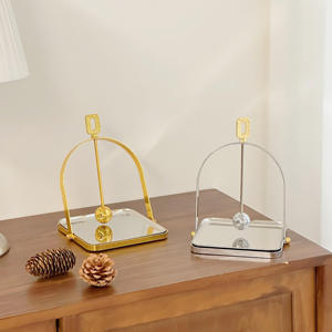 Glam Metal Napkin Holder With <b>Weighted</b> Arm Gold Square Tray <b>Free</b> Standing Tissue Dispenser Home Decor - Product Image 2