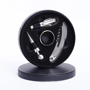 Juego de Accesorios para Vino de Acero Inoxidable de Alta Resistencia con Logotipo Personalizable, Abridor de Botellas, Sacacorchos, Tapón, Caja de Regalo Redonda para Fiestas y Bares - Product Image 2