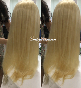 Peluca de cabello humano transparente y HD para mujer, postizo de encaje completo de 24 pulgadas, color rubio #613, pelo alineación con cutícula completa de LUXSHINEHAIR - Product Image 3