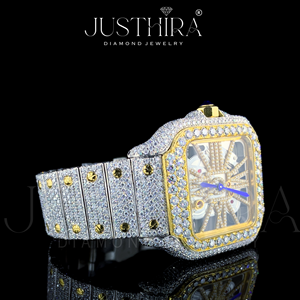 Montre de luxe en acier inoxydable avec cadran en verre et diamants de laboratoire de qualité supérieure, conçue pour une brillance éclatante, robuste et haut de gamme, Inde - Product Image 4