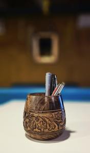 Portalápices y bolígrafos de madera vintage, organizador de escritorio rústico con múltiples compartimentos para oficina, mesa de estudio - Product Image 2