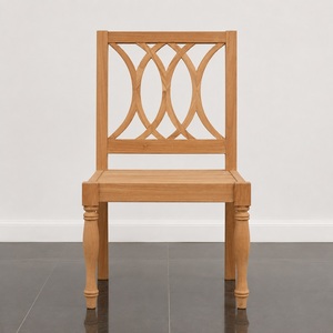 Traditional Solid <b>Teak</b> Wood <b>Chair</b> with Carved Backrest and Turned Legs Well Sanded Finish Model CHA27 - Product Image 2