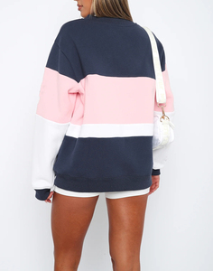 Sudadera Oversize de Mujer con Bloques de Color y Estampado de Leopardo, de Secado Rápido, Cuello Redondo, Manga Larga, Tejida en Algodón y Fibra de Bambú - Product Image 2