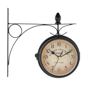Horloge murale vintage double face à rotation 360 degrés en fer forgé, style Grand Central Terminal, rétro ferroviaire - Product Image 1