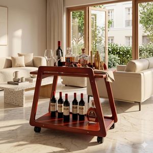 Chariot de cuisine et chariot de service multifonction en bois massif de qualité supérieure avec roulettes - Product Image 3