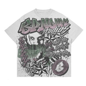 Camiseta de Algodón de Cuello Redondo de Alta Calidad para Hombre, Estilo Vintage, Oversize, con Estampado DTF Personalizado, de Gran Venta - Product Image 2