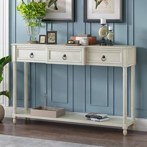 Entryway Console Table with Projecting Drawers and Long Shelf <b>Sofa</b> Table with Storage Drawers - Product Image 1