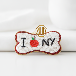 เครื่องประดับตกแต่งทำมือประดับลูกปัดรูปแอปเปิ้ล "I Love New York" ของที่ระลึก ของขวัญ ของตกแต่งต้นคริสต์มาส ของตกแต่งบ้าน ขายส่ง - Product Image 1