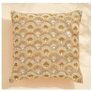 Housse de coussin carrée de haute qualité 40x40cm en verre perlé à motif floral pour canapé, lit, chaise - Product Image 5