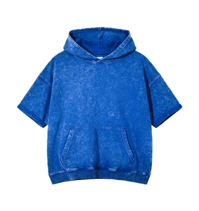 Sudadera con Capucha Extra Grande para Hombre, Manga Corta, Color Sólido, Tejido de Algodón, Informal, con Bolsillo, para Otoño - Product Image 5