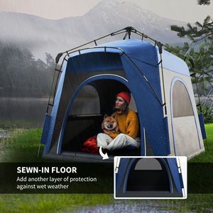 Tenda da Campeggio Automatica Idraulica per 4 Persone con Finestre e Porte, Montaggio Rapido, per Viaggi in Famiglia, Include Borsa per il Trasporto in Poliestere - Product Image 5
