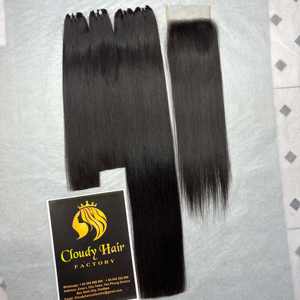 Paquetes de cabello liso de hueso vietnamita/cabello de color negro/cabello alineado con cutícula sin procesar, empresa de cabello nublado a granel al por mayor - Product Image 6