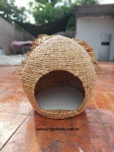 Maison pour chat en jacinthe d'eau tressée, maison pour animaux de compagnie écologique de style rétro / Mme Lima - Product Image 6