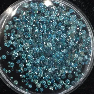 Diamantes cultivados en laboratorio de 3 mm, color azul intenso, corte brillante redondo, claridad VVS-VS, sueltos, para la fabricación de joyería con diamantes de fantasía en India. - Product Image 1
