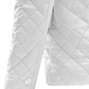 Blazer matelassé blanc pour homme, revers en velours noir, simple boutonnage, coupe ajustée, veste décontractée élégante - Product Image 3