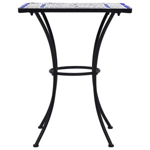 Tavolo da bistrot a mosaico in ceramica da 23.6 pollici blu e bianco per uso esterno - Product Image 3